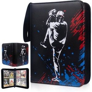 Baseball Card Binder Sleeves for Trading Cards Holds Up to 400 7 x 1.8 x 9.5"